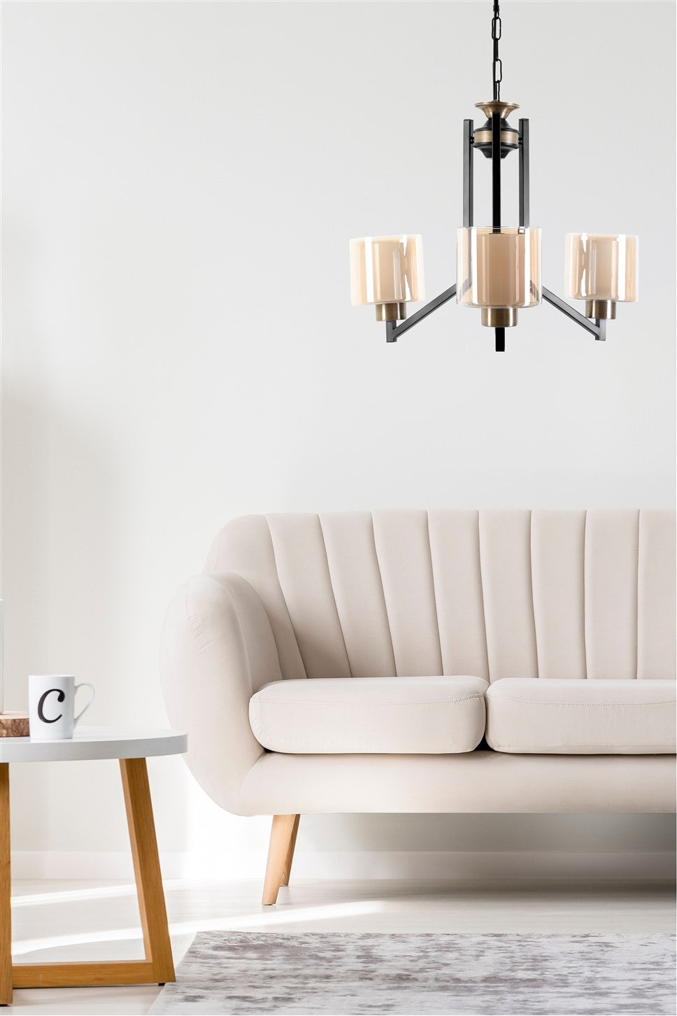 Candeeiro de Teto – 55 cm diâmetro – Preto e Cobre – Metal