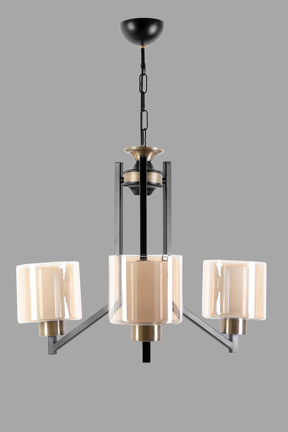 Candeeiro de Teto – 55 cm diâmetro – Preto e Cobre – Metal