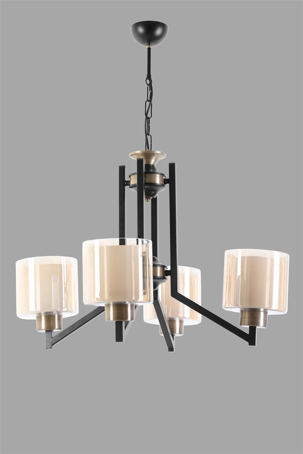 Candeeiro de Teto – 60 cm – Preto e Cobre – Metal