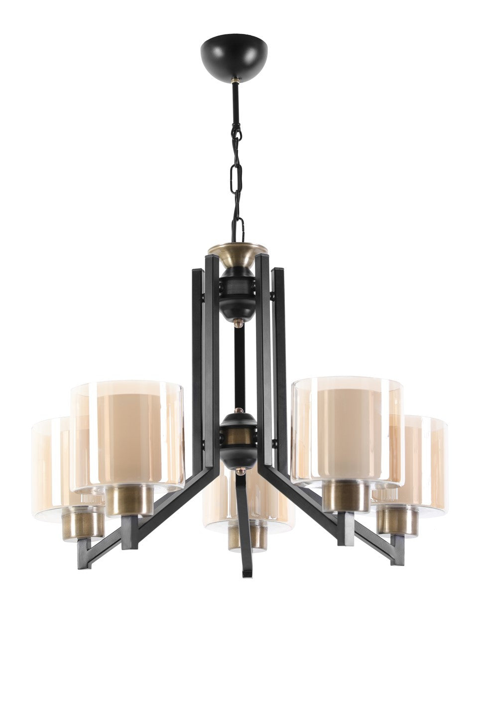 Candeeiro de Teto – 60 cm – Preto e Cobre – Metal