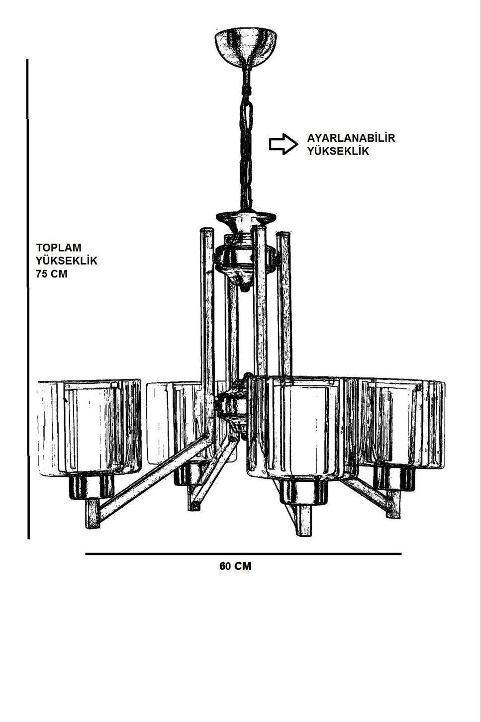 Candeeiro de Teto – 60 cm – Cobre – Metal