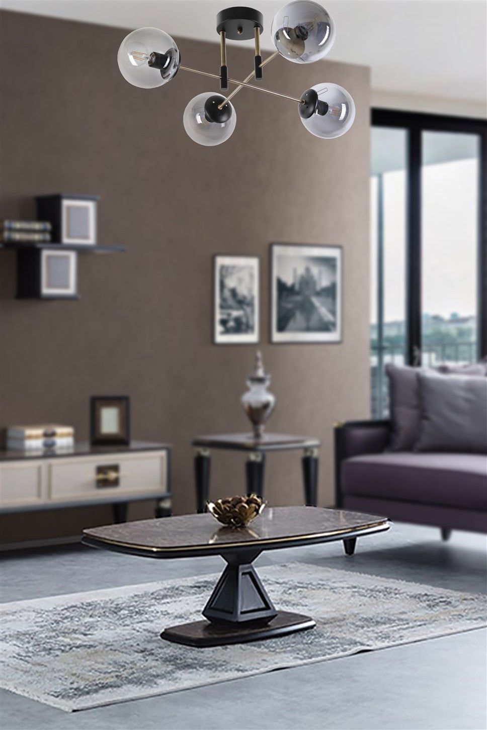 Candeeiro de Teto – 65 cm diâmetro – 35 cm altura – metal