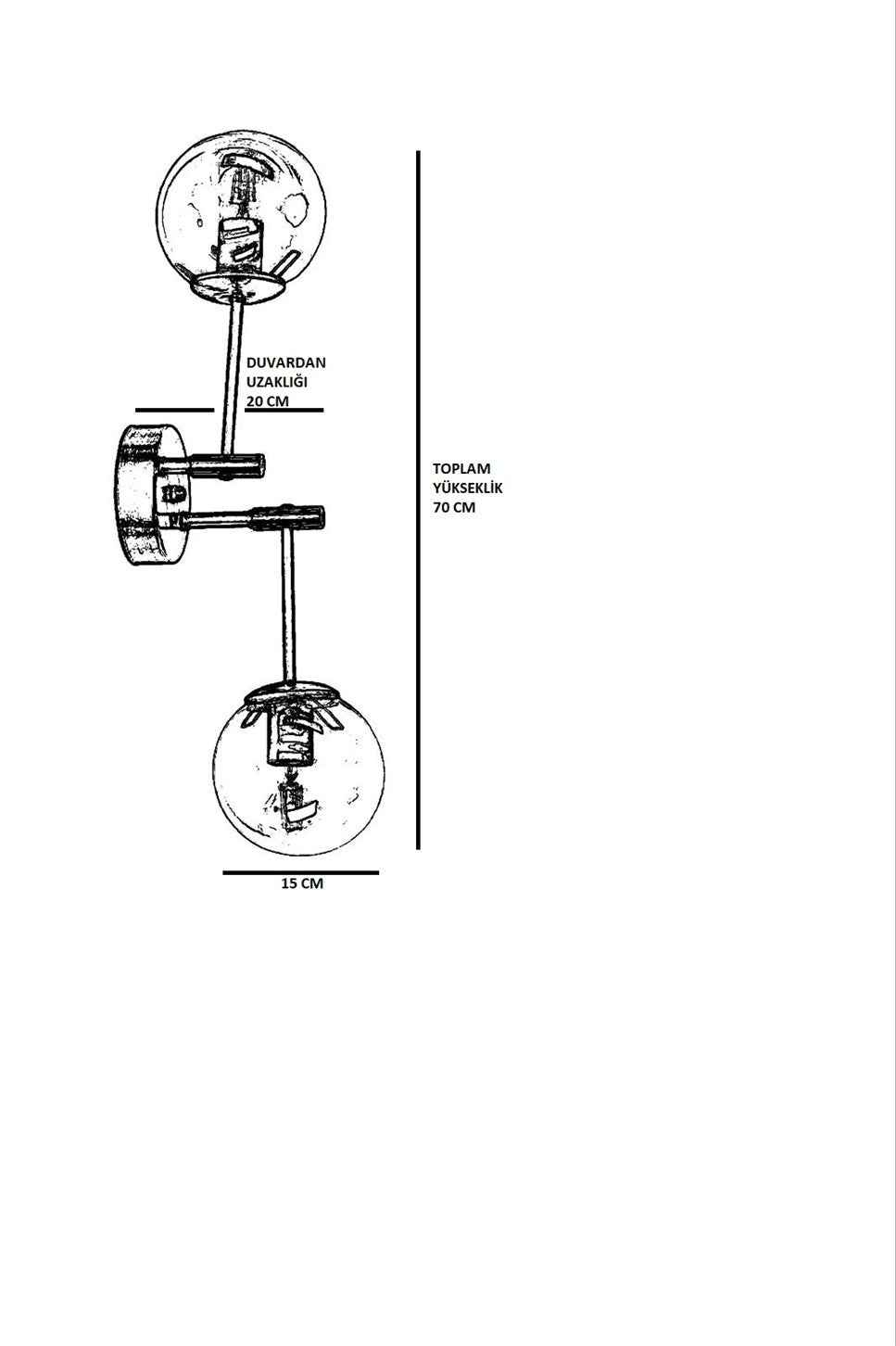 Candeeiro de Parede – 70 cm – Branco – Metal