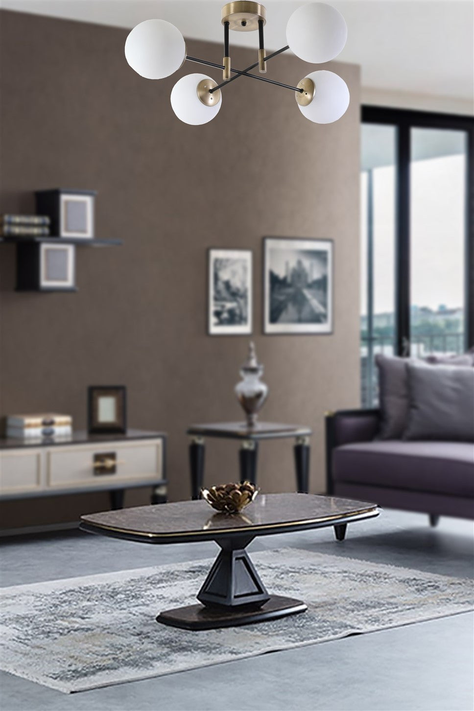 Candeeiro de Teto – 65 cm de diâmetro, 35 cm de altura – Branco – Metal