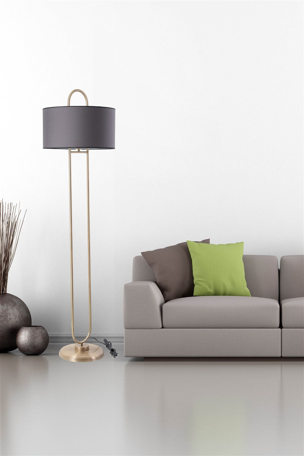 Candeeiro de Pé – 170 cm – Cinza Escuro – Metal