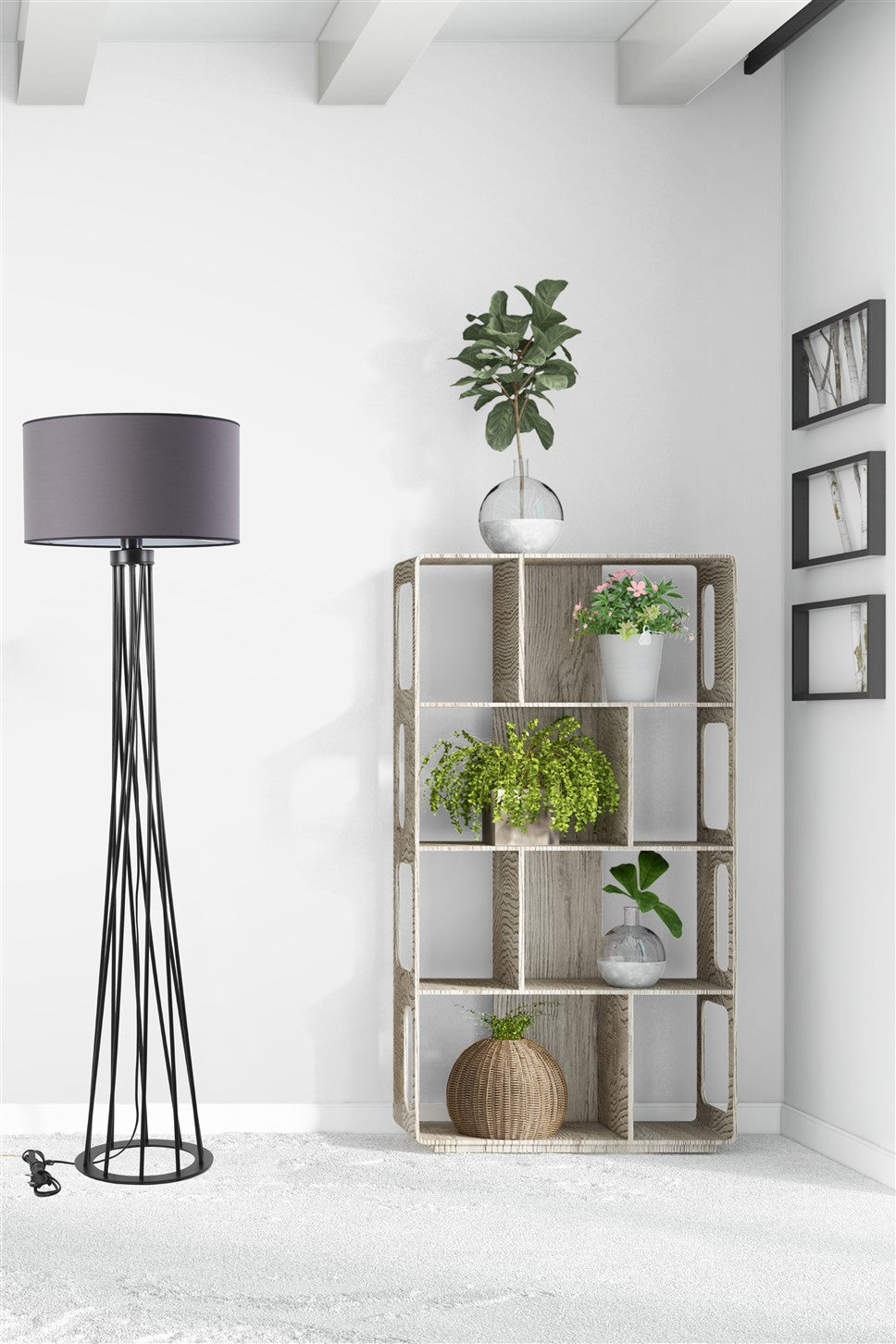 Candeeiro de Pé – 160 cm – Cinza escuro – Metal