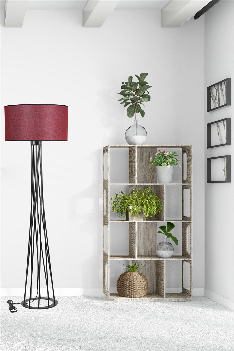 Candeeiro de Pé – 160 cm – Vermelho Clarete – Metal
