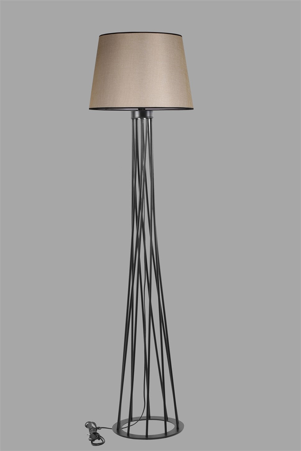 Candeeiro de Pé – 160 cm – Bege e Preto – Metal