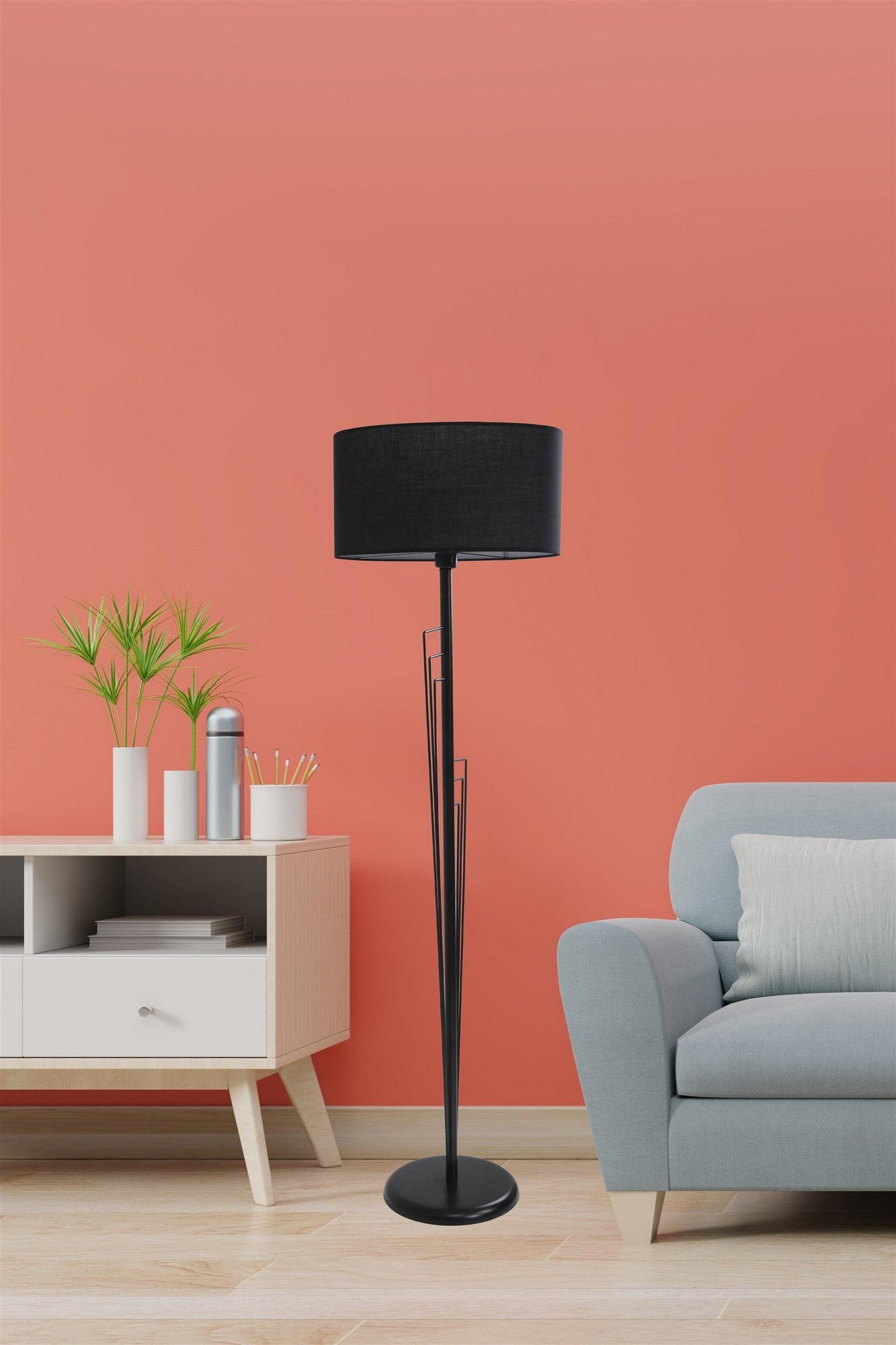 Candeeiro de Pé – 165 cm – Preto – Metal