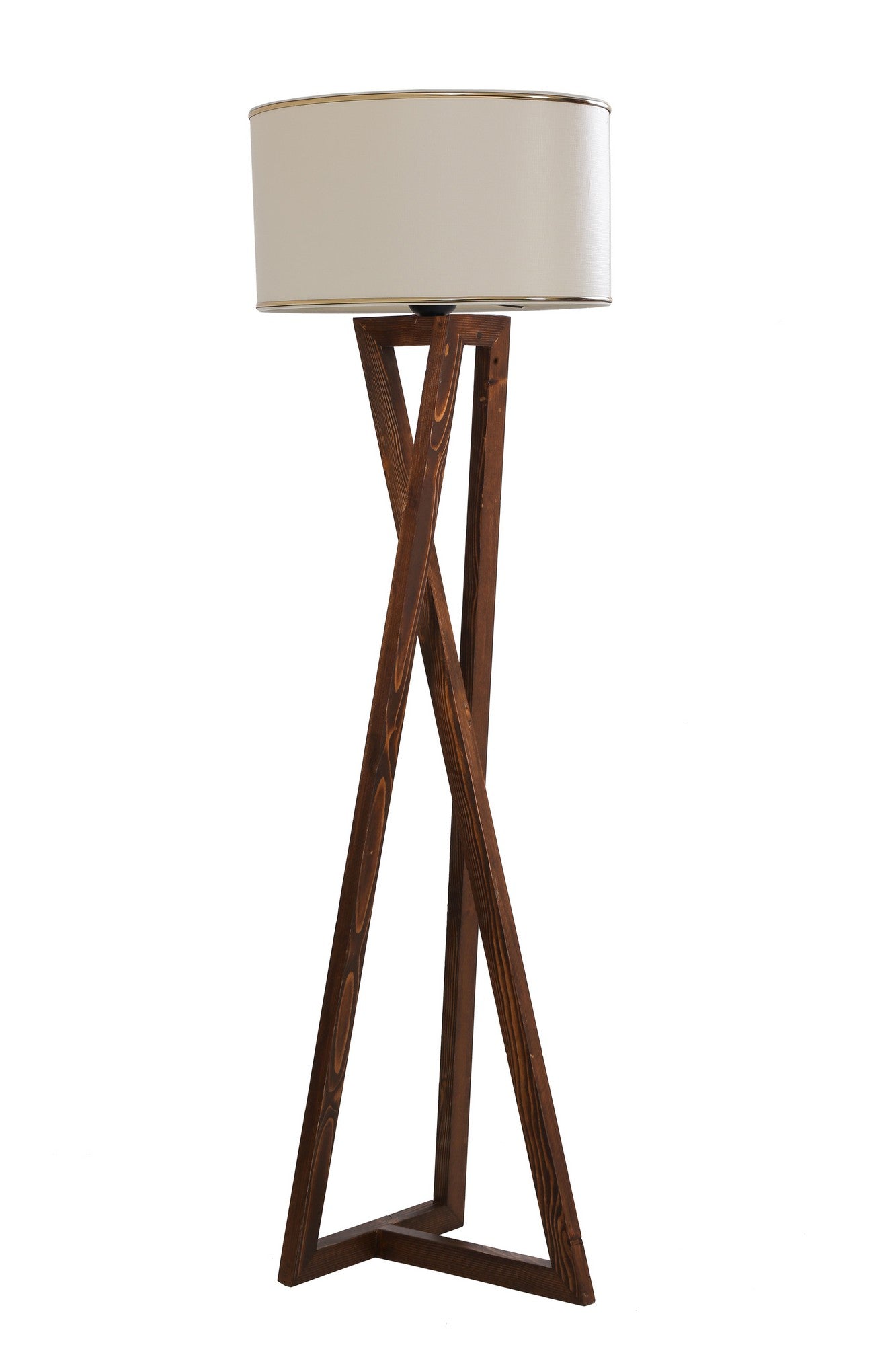 Candeeiro de Pé – 150 cm de Altura – Cor Noz – Madeira com Tecido