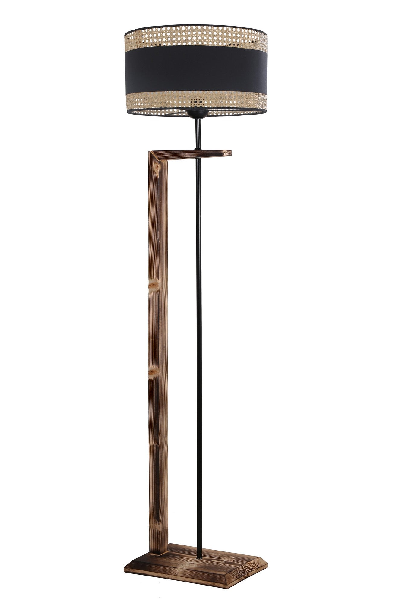 Candeeiro de Pé – 165 cm – Cobre – Madeira e Tecido
