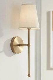 Candeeiro de Parede – 60 cm – Dourado e Branco – Metal e Tecido