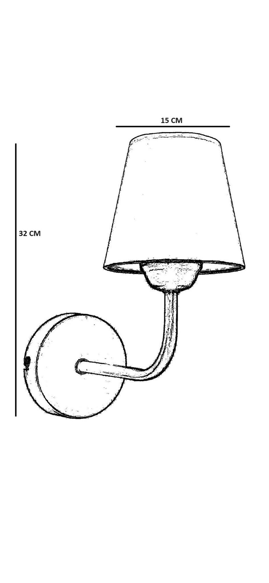 Candeeiro de Parede – 32cm – Preto e Branco – Metal e Tecido