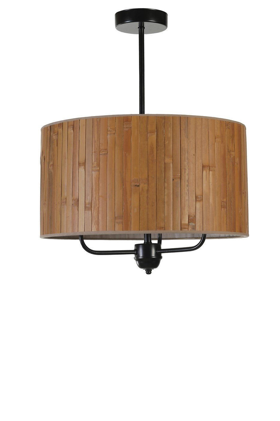 Candeeiro de Teto – 45 cm – Nogueira e Preto – Metálico e Bambu