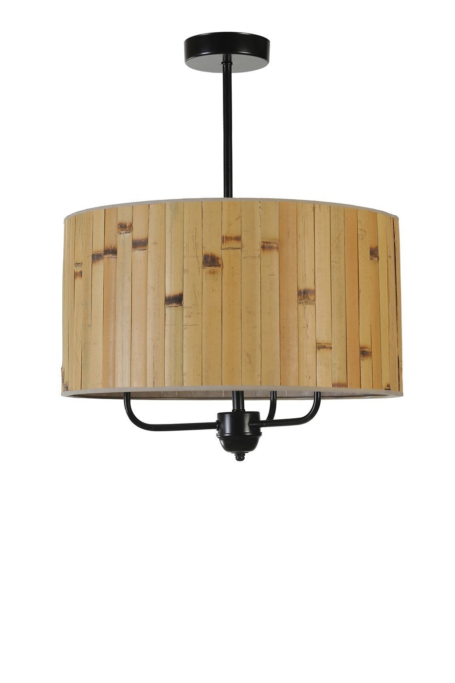 Candeeiro de Teto – 45 cm – Carvalho e Preto – Metal