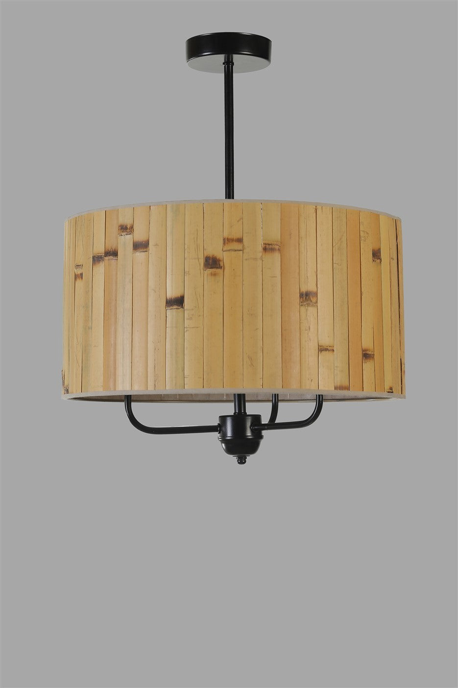 Candeeiro de Teto – 45 cm – Carvalho e Preto – Metal