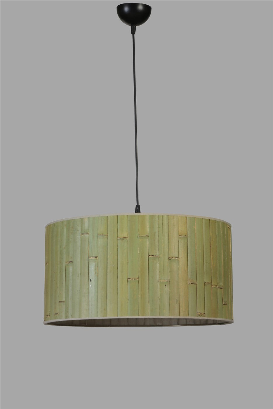 Candeeiro de Teto – 45 cm – Verde e Preto – Bambu e Metal