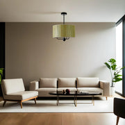 Candeeiro de Teto – 45 cm – Verde e Preto – Bambu e Metal