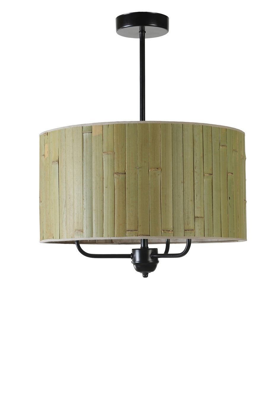 Candeeiro de Teto – 45 cm – Verde e Preto – Bambu e Metal