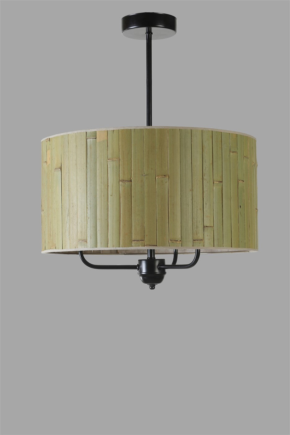 Candeeiro de Teto – 45 cm – Verde e Preto – Bambu e Metal