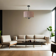 Candeeiro de Teto – 45 cm – Marrom e Preto – Metal e Bambu