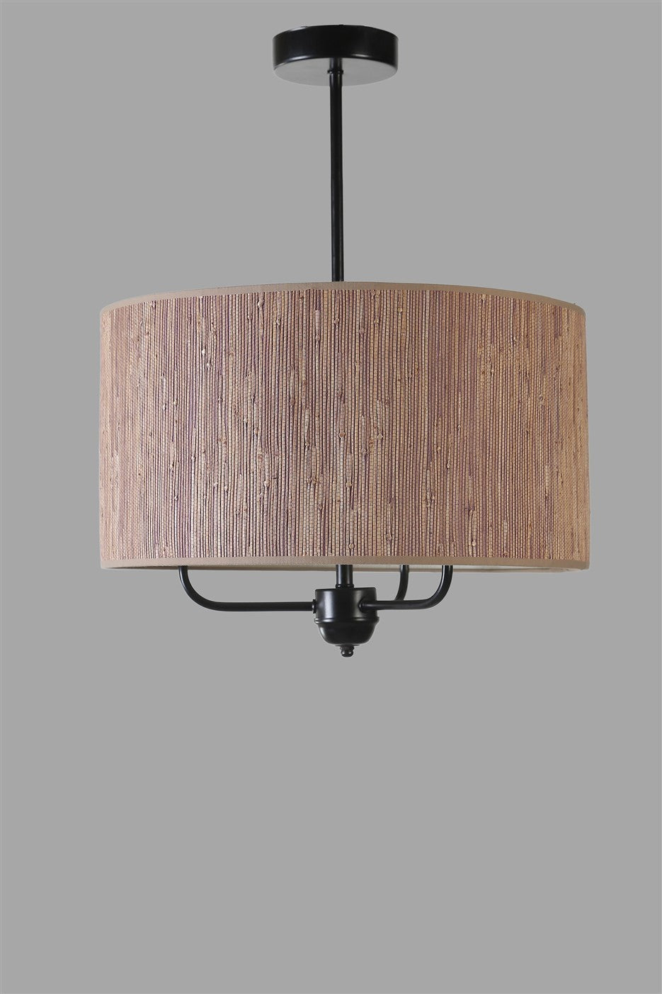 Candeeiro de Teto – 45 cm – Marrom e Preto – Metal e Bambu