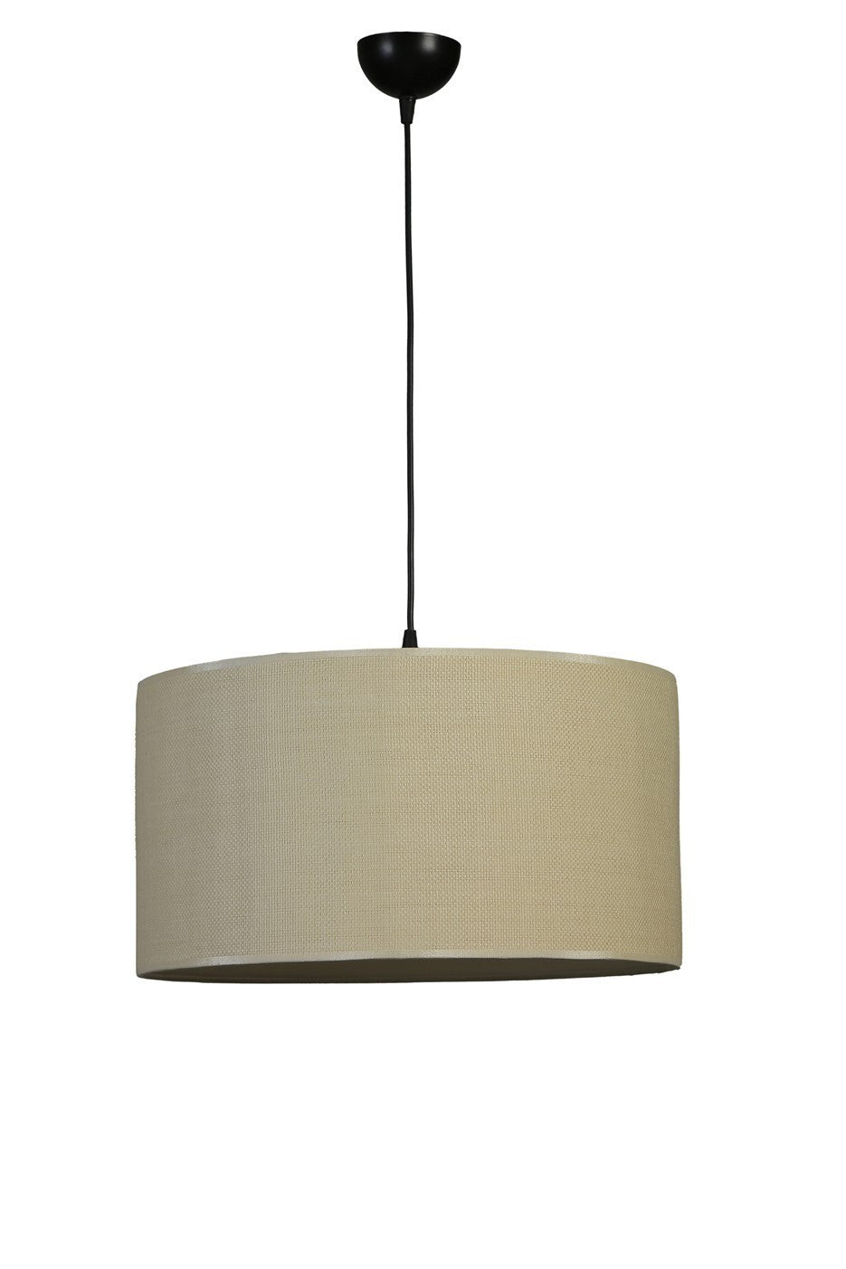 Candeeiro de Teto – 45 cm – Bege e Preto – Metal e Bambu