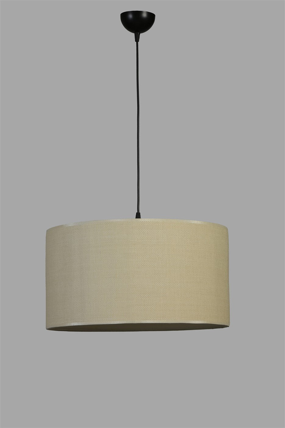 Candeeiro de Teto – 45 cm – Bege e Preto – Metal e Bambu