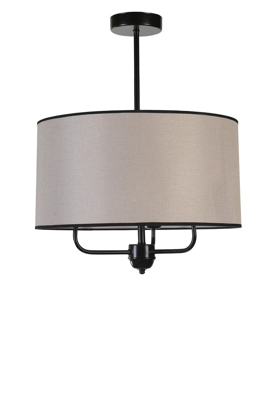 Candeeiro de Teto – 45 cm – Bege e Preto – Metal e Bambu