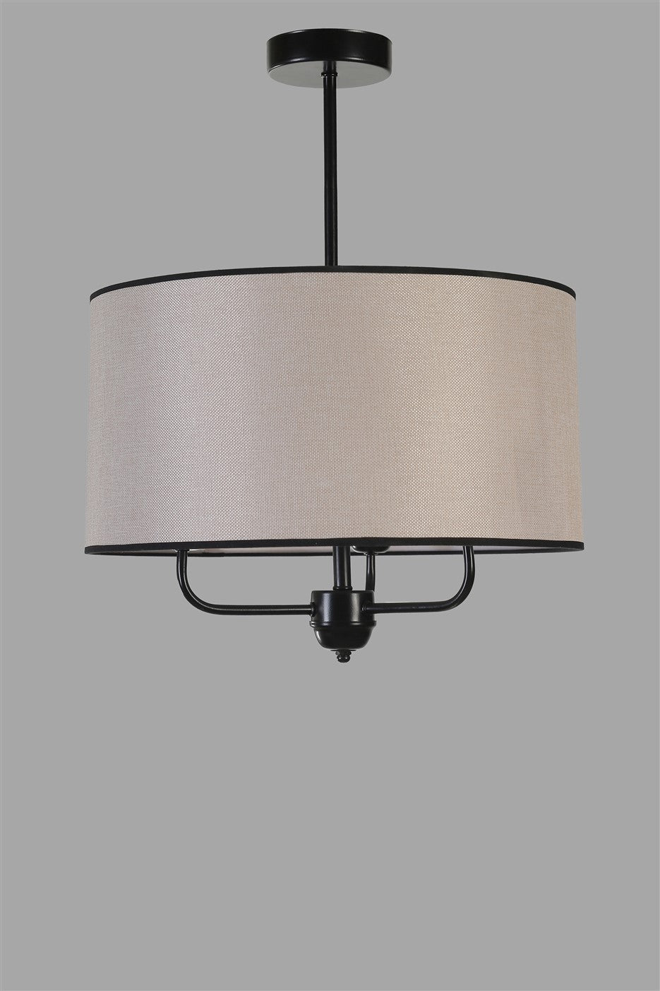 Candeeiro de Teto – 45 cm – Bege e Preto – Metal e Bambu