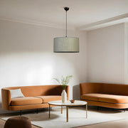 Candeeiro de Teto – 45 cm – Cinza e Preto – Metal e Bambu