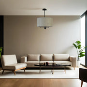 Candeeiro de Teto – 45 cm – Cinza e Preto – Metal e Bambu