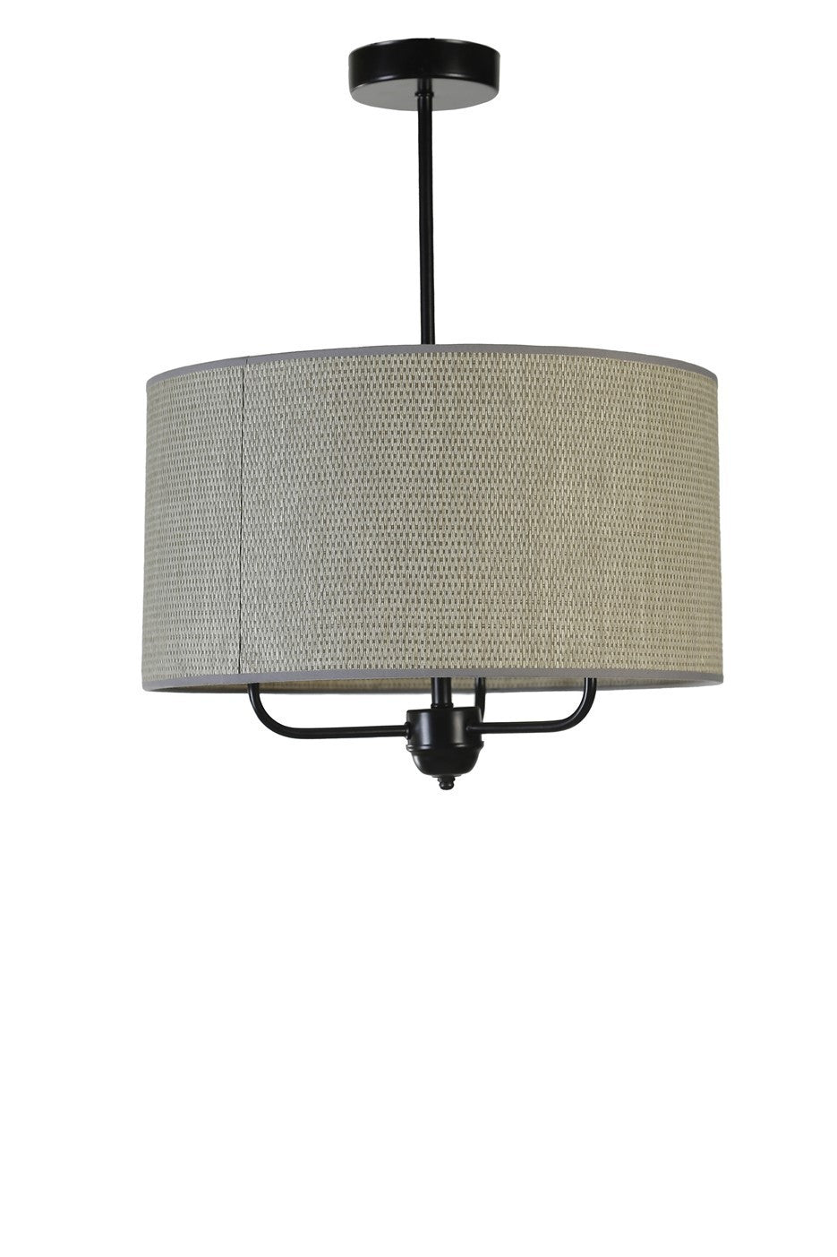 Candeeiro de Teto – 45 cm – Cinza e Preto – Metal e Bambu