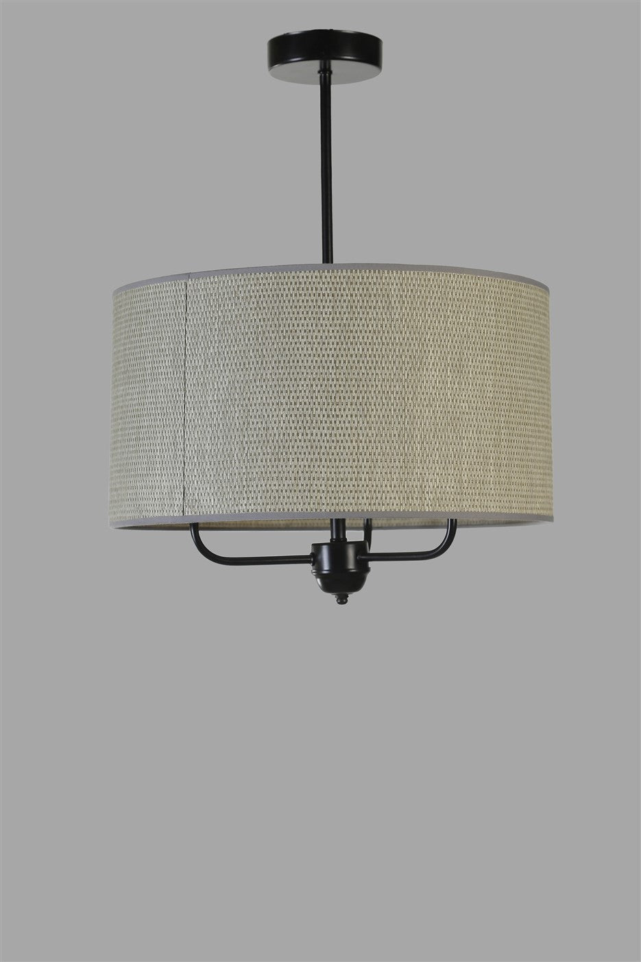 Candeeiro de Teto – 45 cm – Cinza e Preto – Metal e Bambu