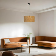 Candeeiro de Teto – 45 cm – Madeira e Preto – Metal e Bambu