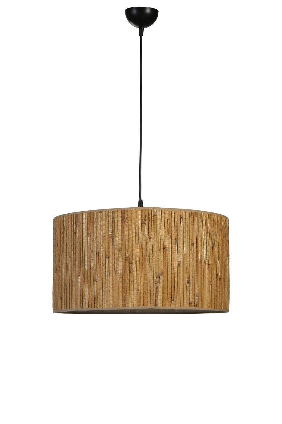 Candeeiro de Teto – 45 cm – Madeira e Preto – Metal e Bambu