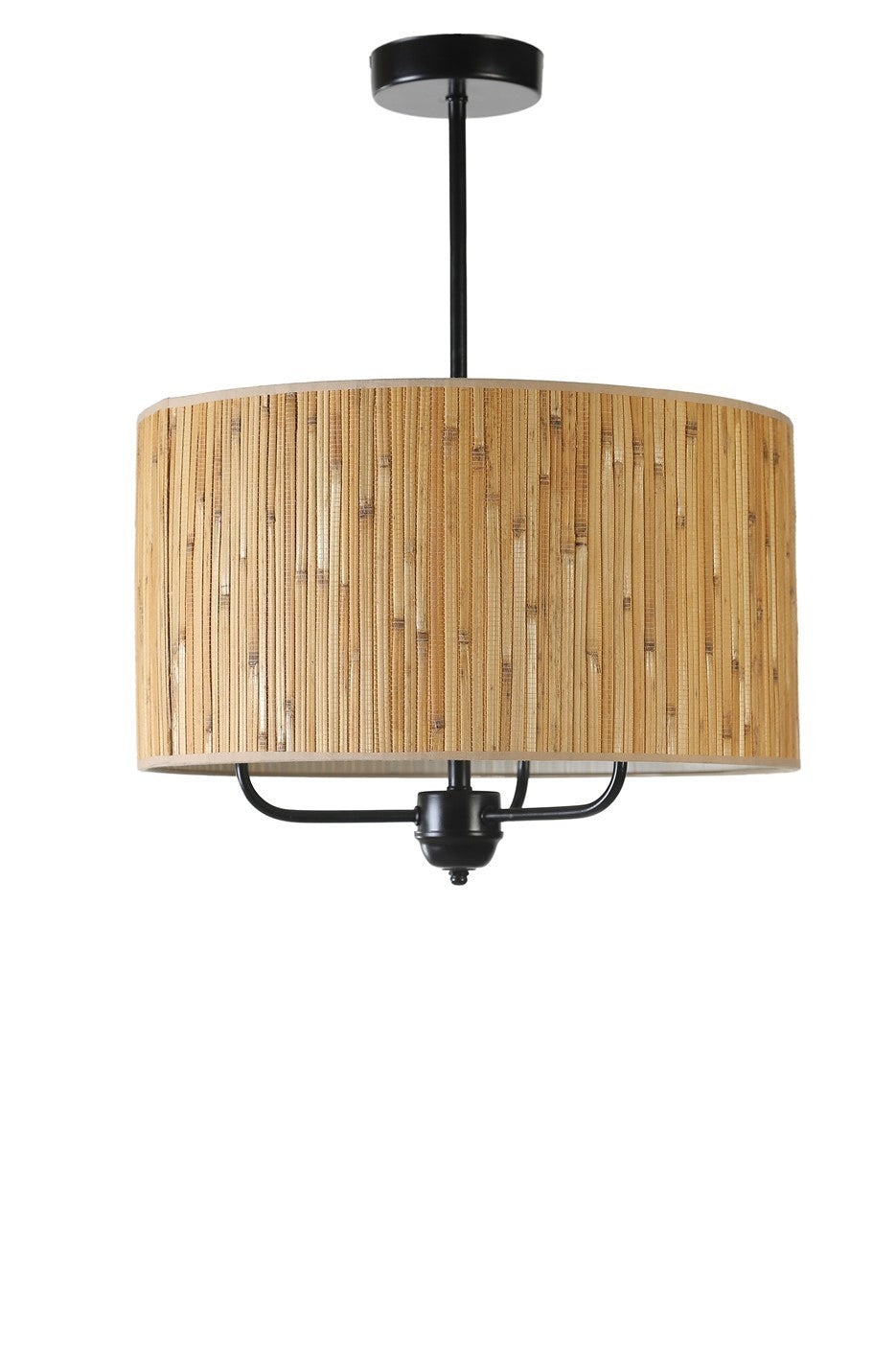 Candeeiro de Teto – 45 cm – Preto – Bambu e metal