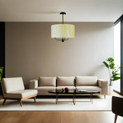 Candeeiro de Teto – 45 cm – Carvalho e Verde – Metal e Bambu