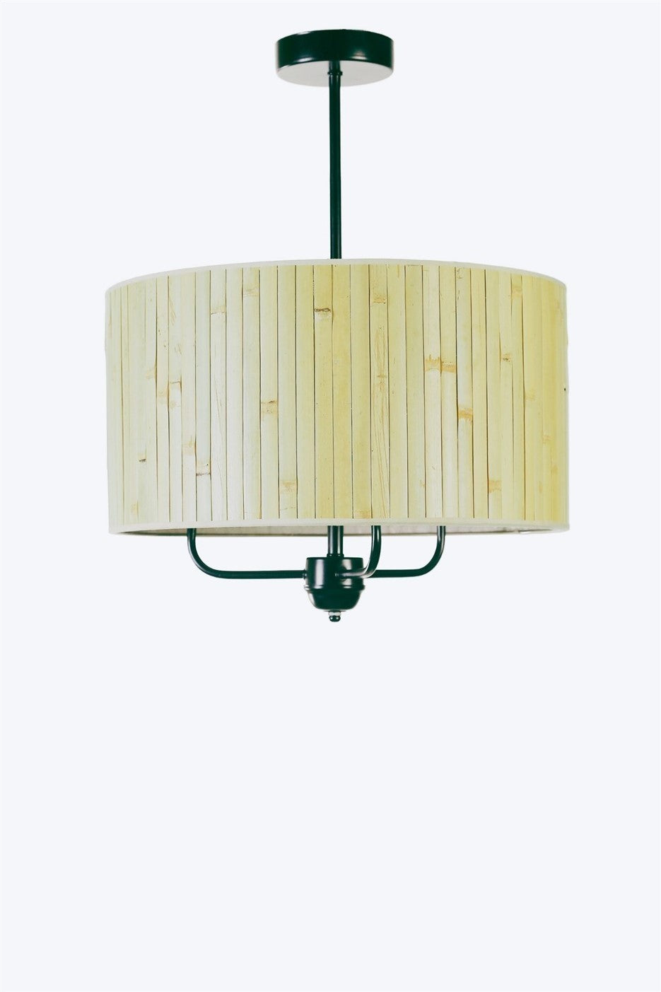 Candeeiro de Teto – 45 cm – Carvalho e Verde – Metal e Bambu