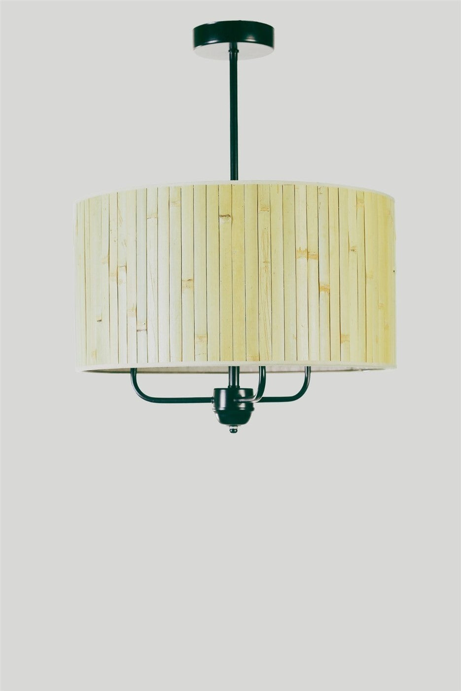 Candeeiro de Teto – 45 cm – Carvalho e Verde – Metal e Bambu