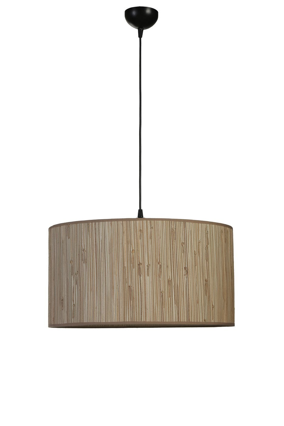 Candeeiro de Teto – 45 cm – Carvalho e Preto – Metal e Bambu