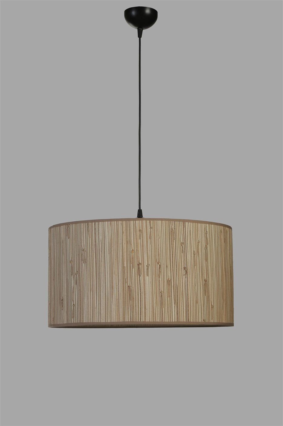 Candeeiro de Teto – 45 cm – Carvalho e Preto – Metal e Bambu