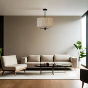 Candeeiro de Teto – 45 cm – Carvalho e Preto – Metal