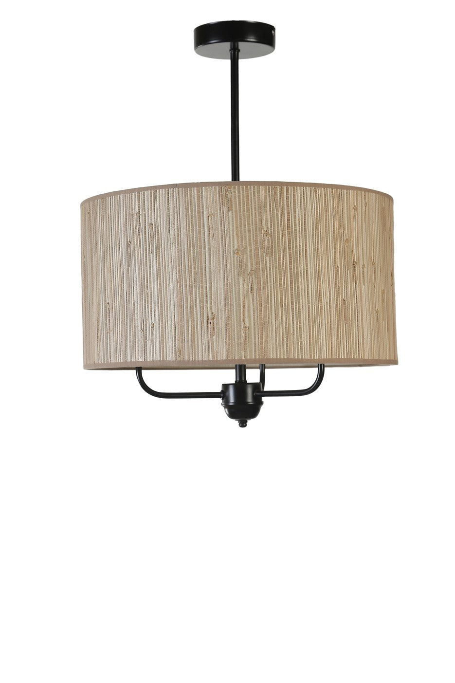 Candeeiro de Teto – 45 cm – Carvalho e Preto – Metal