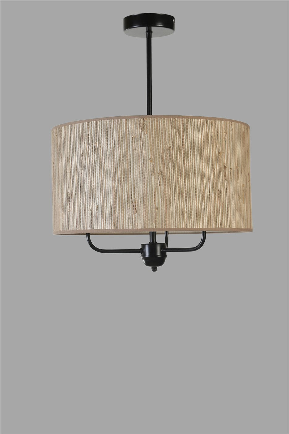 Candeeiro de Teto – 45 cm – Carvalho e Preto – Metal