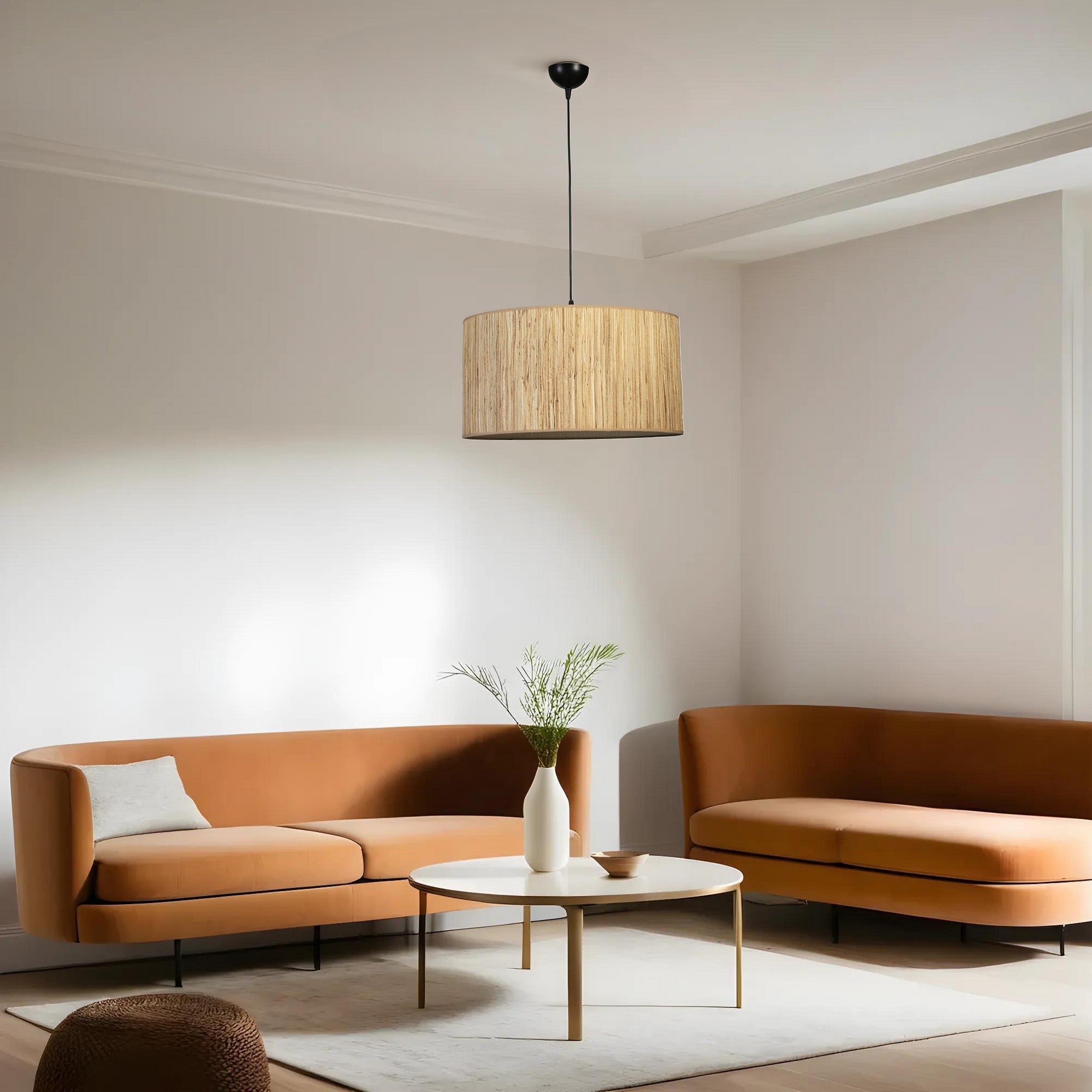 Candeeiro de Teto – 45 cm – Carvalho e Preto – Metal