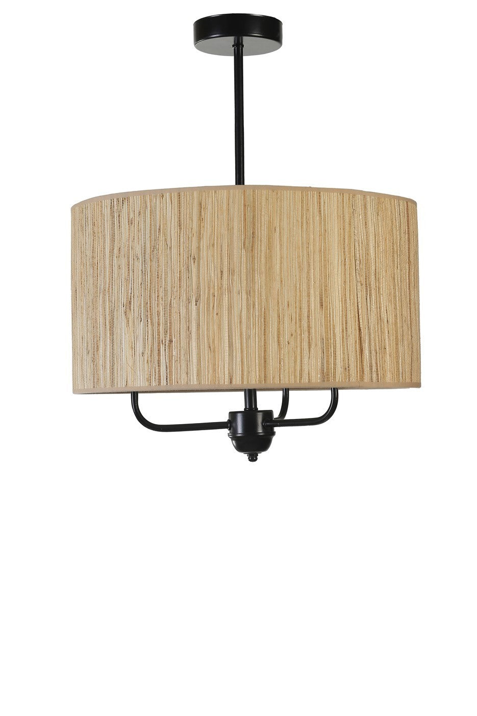 Candeeiro de Teto – 45 cm – Carvalho e Preto – Metal e Bambu