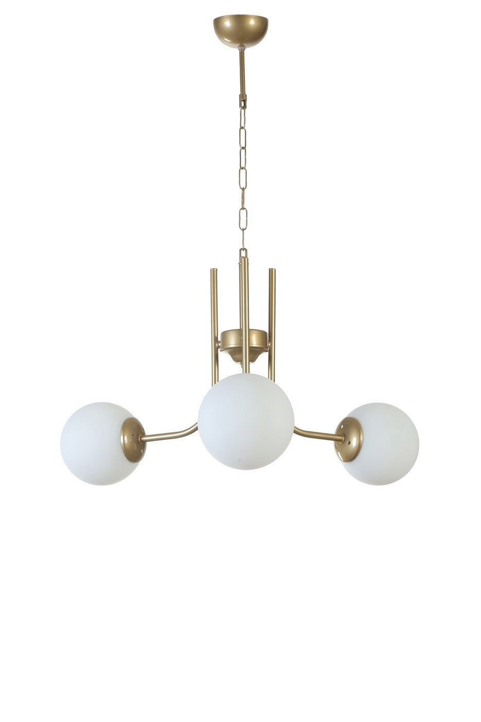 Candeeiro de Teto – 65 cm – Branco e Dourado – Metálico e Vidro