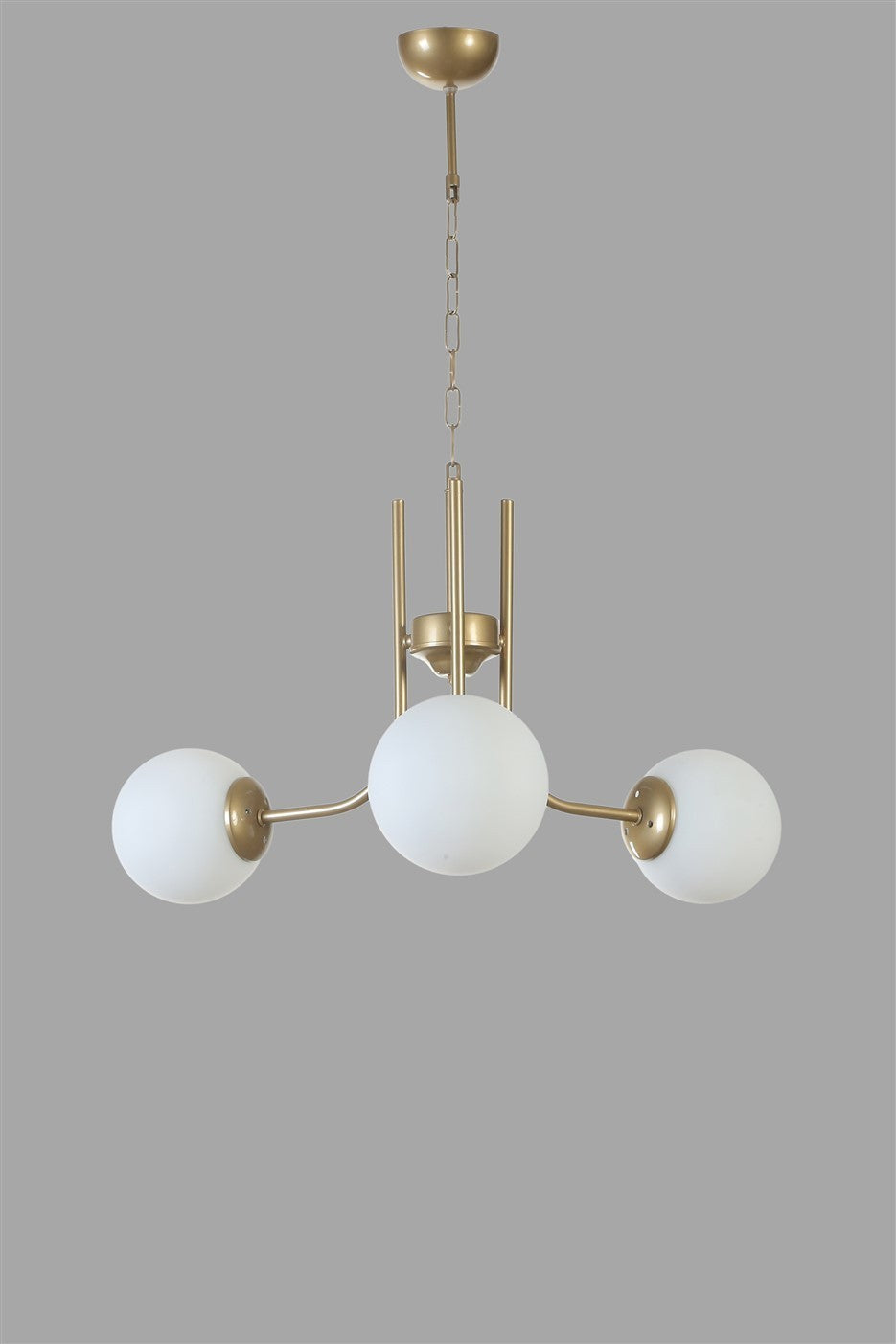 Candeeiro de Teto – 65 cm – Branco e Dourado – Metálico e Vidro