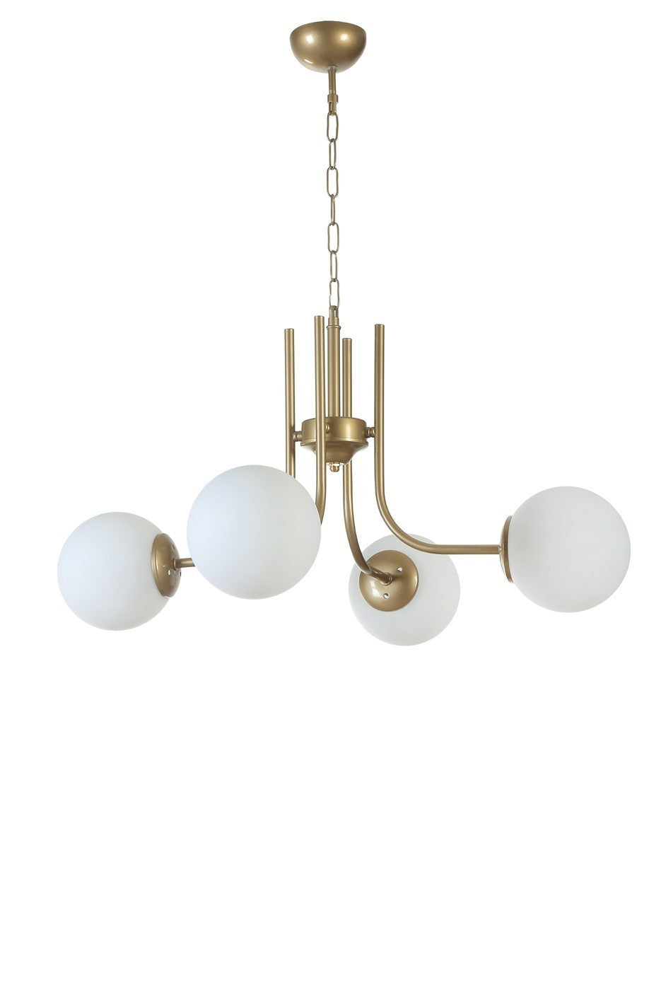 Candeeiro de Teto – 65 cm – Branco e Dourado – Metal e Vidro